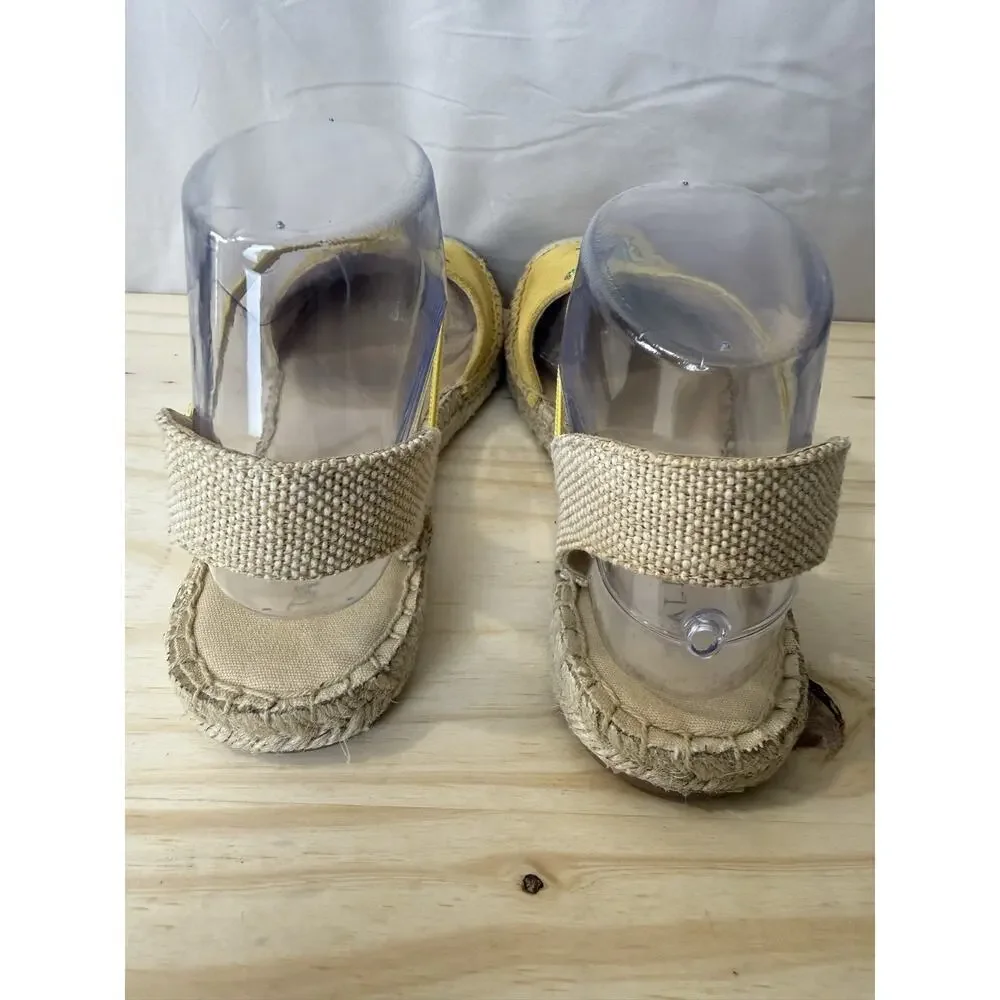 Talbots Womens Yellow Cactus Embroidered Espadrille Sandals Shoes Size 7.5 M